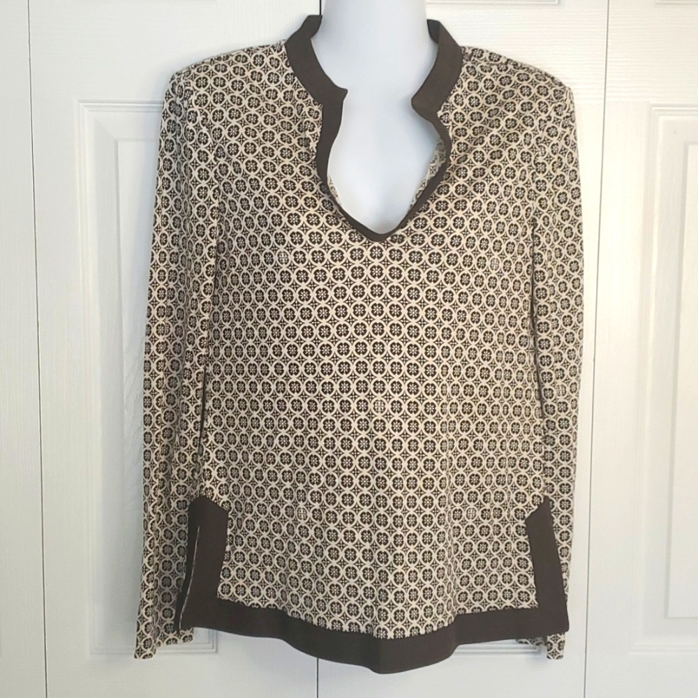 Tory Burch | Brown and Cream Medallion Tunic Sz S